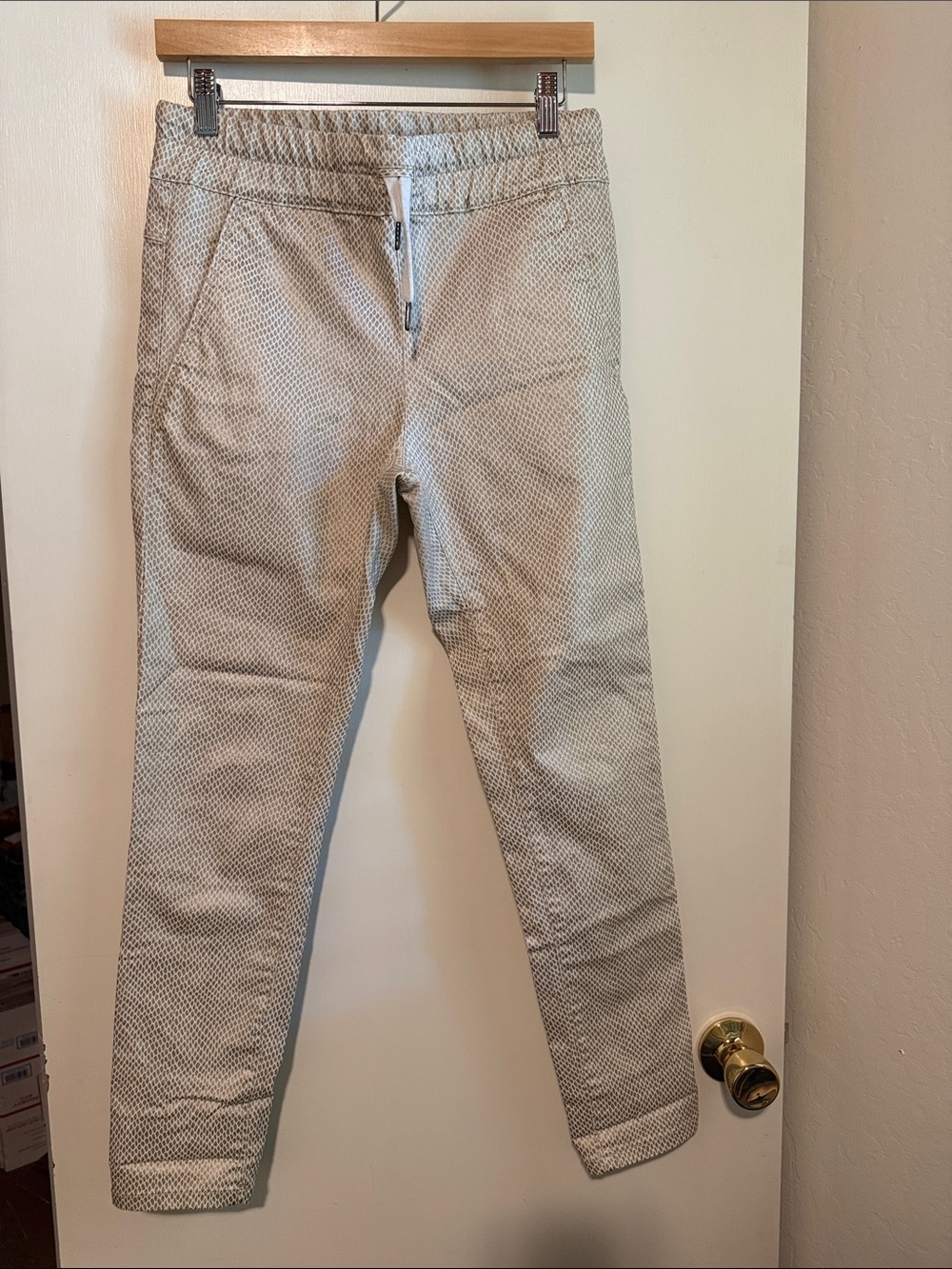 FLOG White with Metallic Gold Snake Print Drawstring Pants